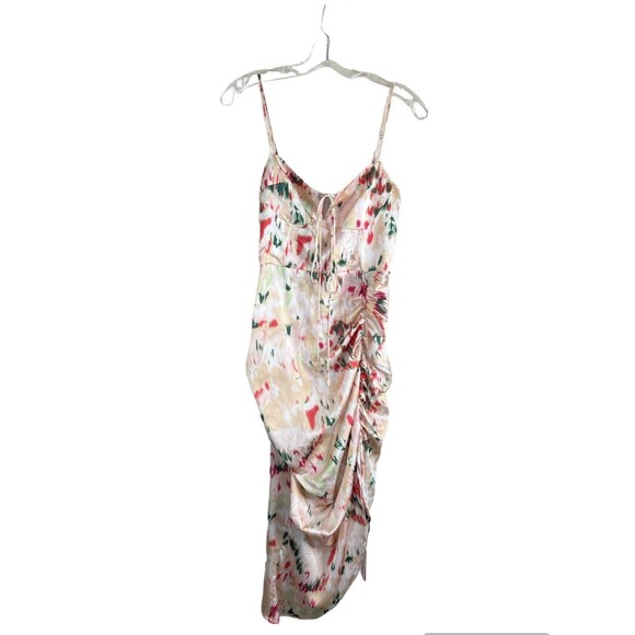 NWT Cider ILLUSION FLORAL RUCHED HALTER MIDI DRESS Size M #315 - Picture 3 of 12